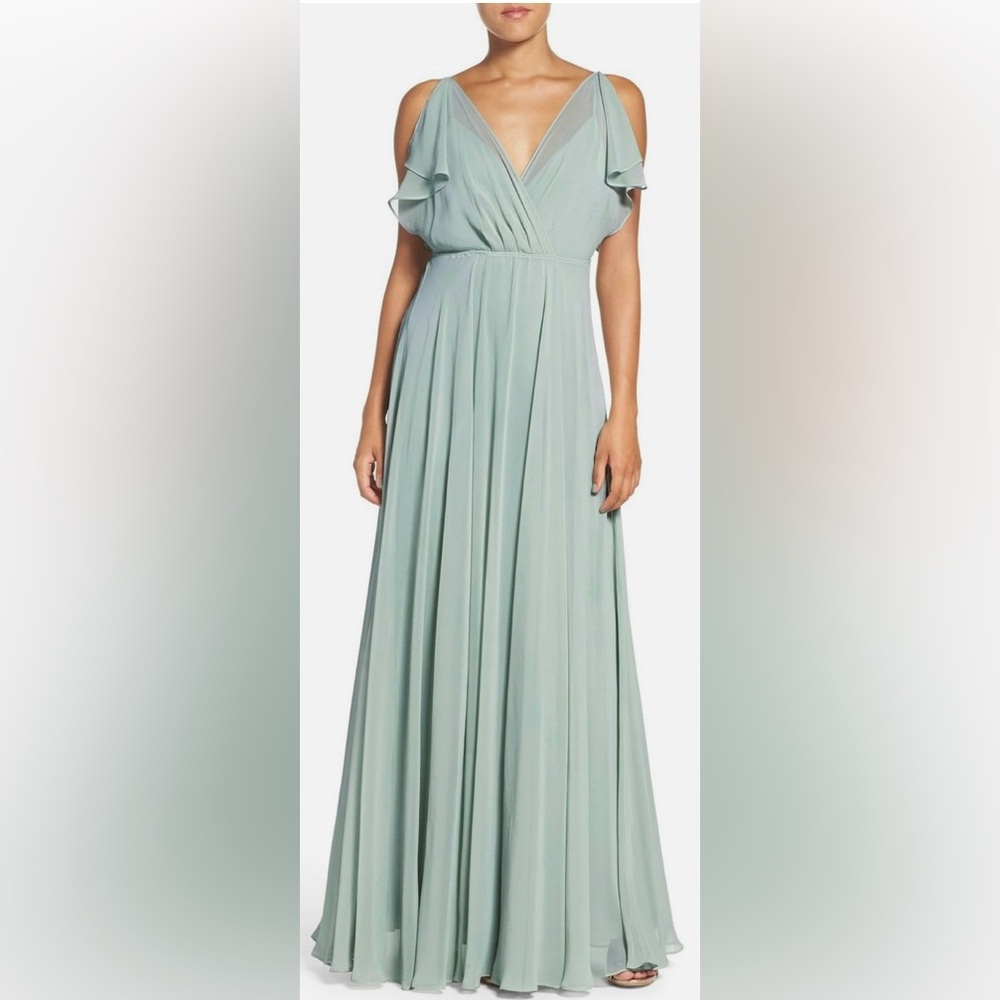 Jenny Yoo- Elegant Sage Green Evening Gown